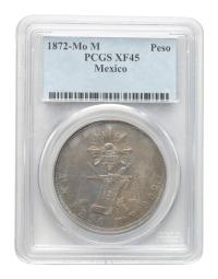 1872年墨西哥鹰洋天平书剑纪念币一枚