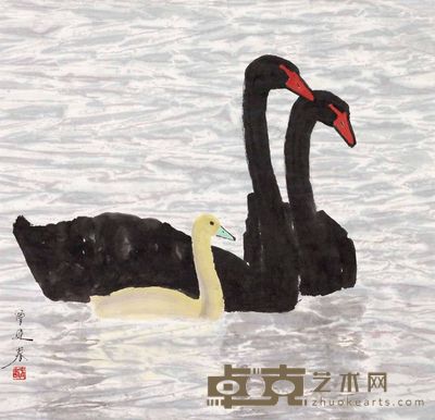 曾迎春 花鸟 托片 70×67cm