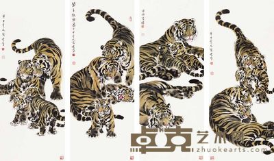 田茂怀 雄风 四屏 136×50cm×4
