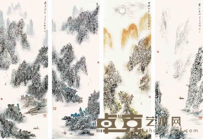 刘振铎 山水 四屏 136×50cm×4