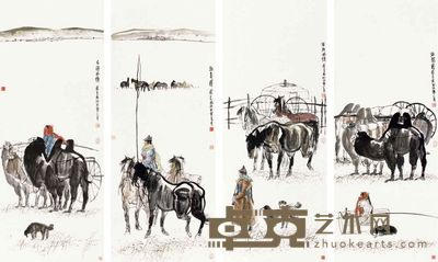 吴团良 人物 四屏 136×50cm×4
