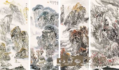 陈克永 山水 四屏 136×50cm×4