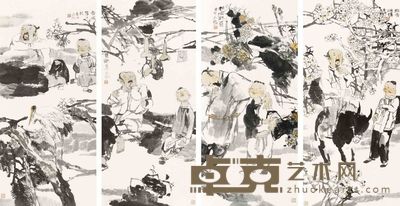 陈钰铭 人物 四屏 136×50cm×4