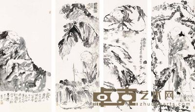 张志中 人物 四屏 136×50cm×4