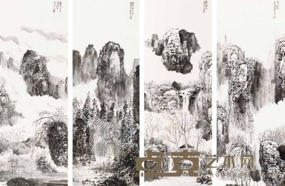 林海钟 山水 四屏 136×50cm×4