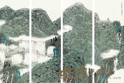 赵卫 山水 四屏 136×50cm×4