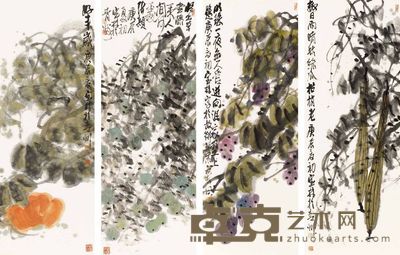 姜宝林 花卉 四屏 136×50cm×4
