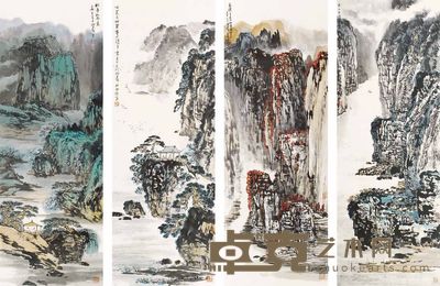 徐建明 山水 四屏 136×50cm×4