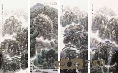 章飚 山水 四屏 136×50cm×4