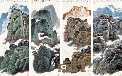 蔡嘉励 山水 四屏 136×50cm×4