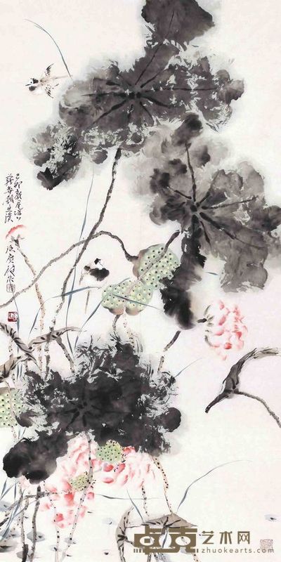 贾广健 荷花 软片 136×68cm