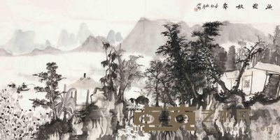何加林 渔庄秋霁 软片 68×136cm