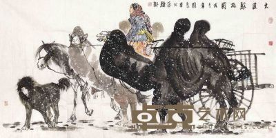 吴团良 大漠驼旅图 软片 69×137cm