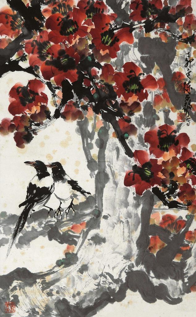 陈子毅 花鸟 立轴