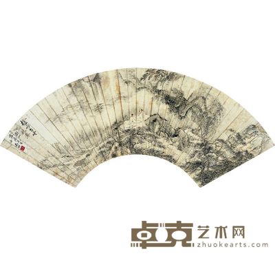 恽寿平 云巗观瀑图 17×53.5cm