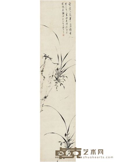 朱昂之 兰石图 137×31cm