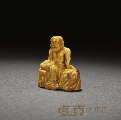 清·象牙雕罗汉坐像 高：4.3cm