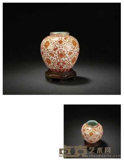 清·缠枝莲纹瓷罐 高：11.4cm 口径：5.9cm 直径：11.8cm