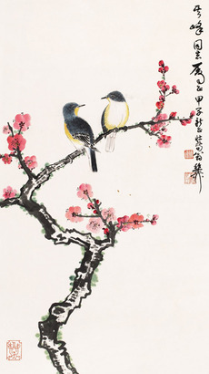谢稚柳 花鸟 镜心