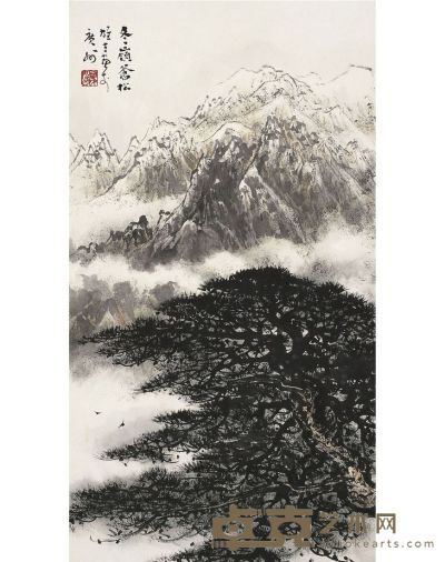 冬岭苍松图 76×41.5cm