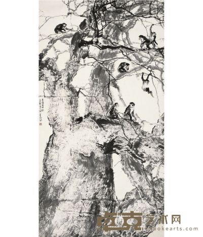 古树灵猴图 177×94cm