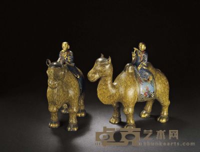 清 铜胎掐丝珐琅胡人骑骆驼摆件 高：27cm 数量：2