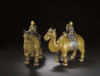 清 铜胎掐丝珐琅胡人骑骆驼摆件