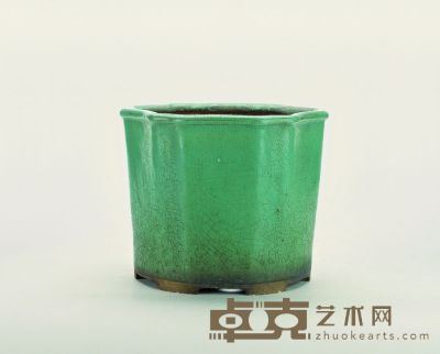 清·宜钧釉彩葵花形盆 26×21cm
