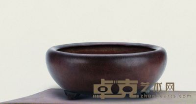 清乾隆·乾隆年制款紫泥钵形三足盆 39×15cm