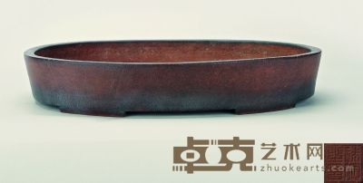 清中期·珠佩之印款红泥椭圆盆 43×32×7.5cm