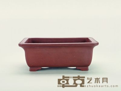 清·紫泥长方盆 31.5×22×12.5cm