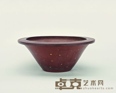 清·朱泥桂花砂喇叭花形盆 26.5×10.5cm