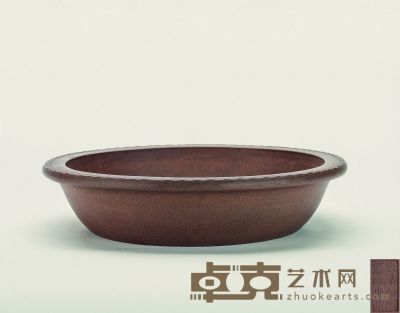 民国·陈鼎和陶器厂出品款紫泥带花边沿圆盆 30×6.5cm