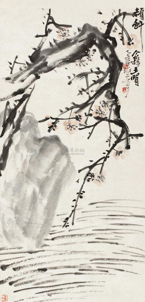 王个簃 乙亥（1935）年作 梅石图 立轴