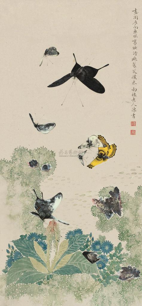 陈书 彩蝶图 立轴