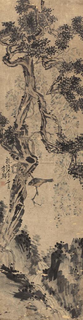 李鱓 1742年作 柏龄图 镜心
