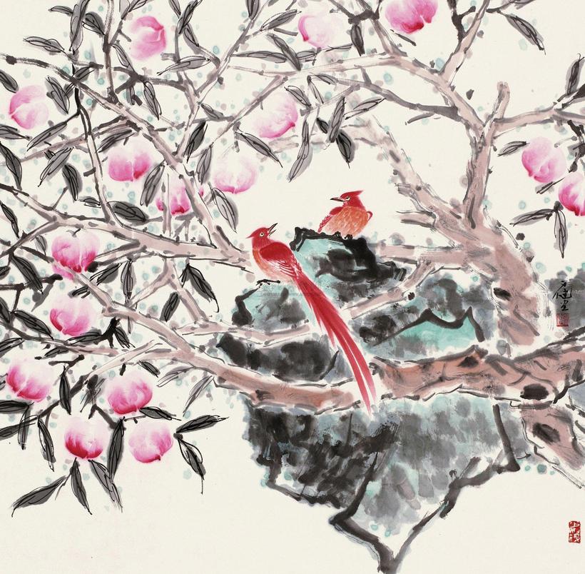 柳学健 双寿 立轴