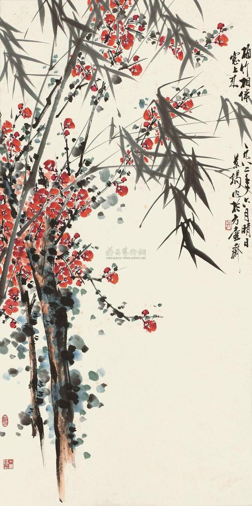 米景扬 1982年作 梅竹图 立轴