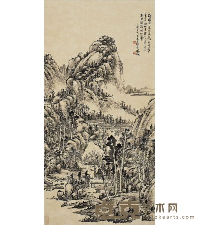吴征 水郭山村图 103×52cm