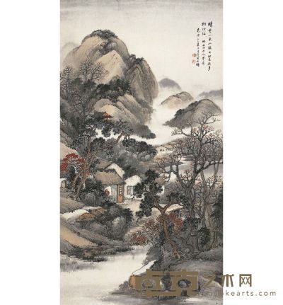 吴石僊 云山秋色图 153.5×81.5cm