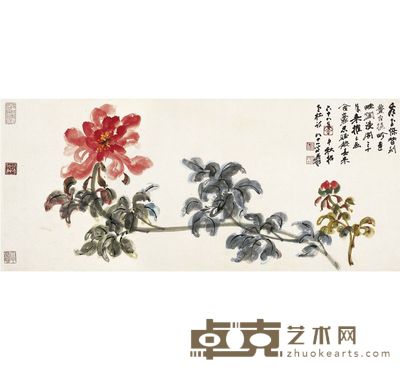 张大千 芍药图 45×102cm