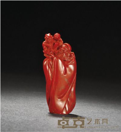 昌化大红袍鸡血石钟馗摆件 3×1.3×7.3cm