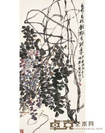 诸乐三 紫藤图 68×33.5cm