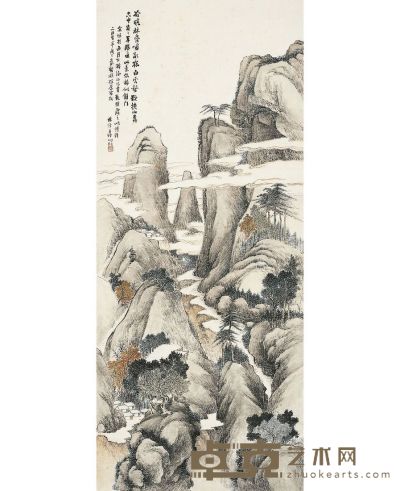 林 纾 谷暝林幽图 133.5×57cm