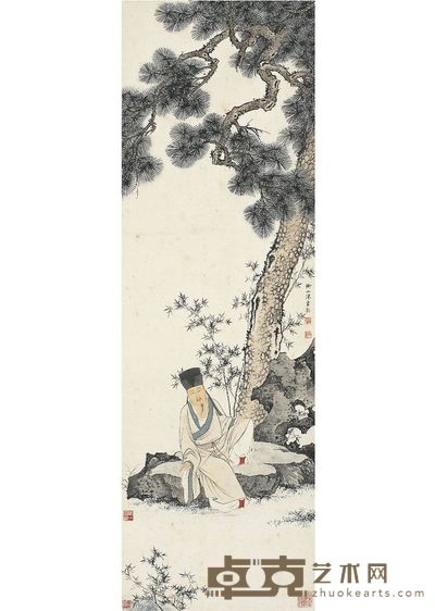陈少梅 松下高士图 103×33cm