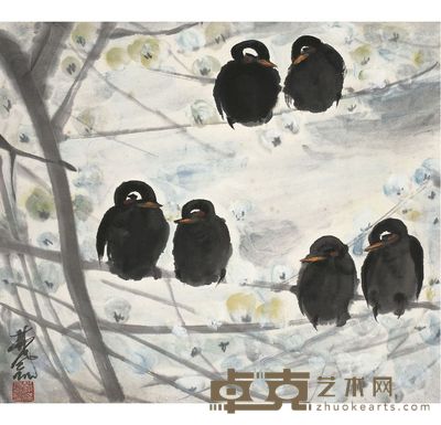 林风眠 栖禽图 39.5×45cm