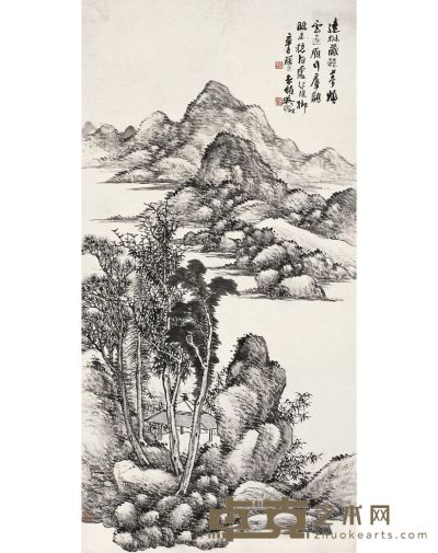 吴 征 云林草阁图 101×51cm
