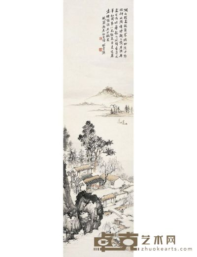 钱松嵒 湖山清兴图 143×39cm