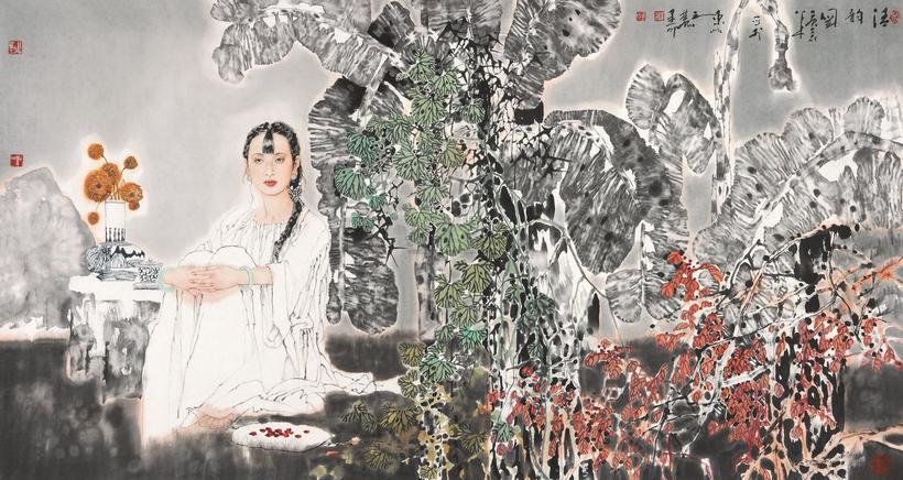 赵建成 2000年作 清韵图 镜片