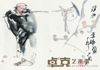 吴山明 1987年作 瑶池宴归图 镜框 31.5×45.5cm